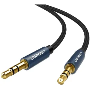 UGREEN 10688 3.5mm Male To Male AUX Audio Cable | 3M, Braided Blue, Gold Plated Connectors